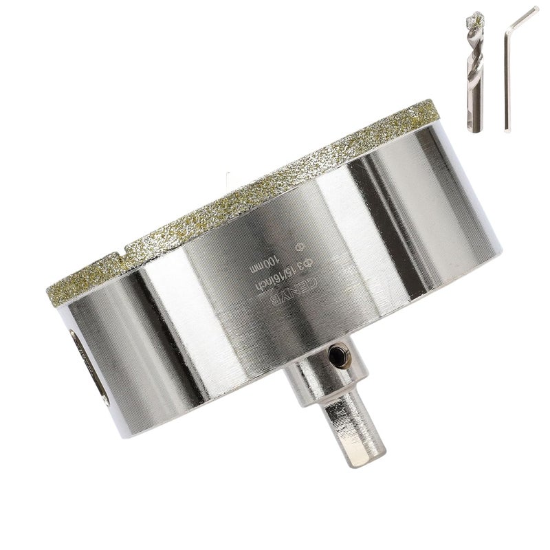 cenyb 4inch | 100mm Diamond Hole Saw with Center Drill bit and Diamond-Coated Center Drill bit for Ceramic Glass Marble Fiberglass Granite and Porcelain Tiles by - Image 1